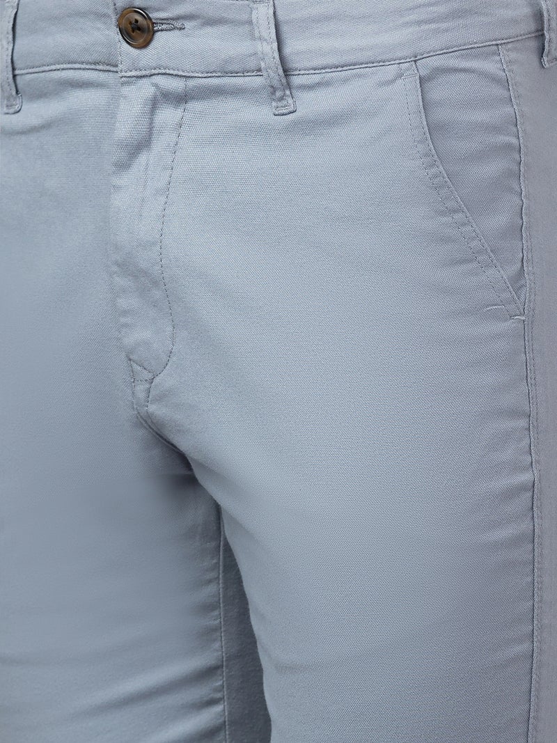 Globus Men Blue Solid Cotton Casual Slim Fit Chinos - Image 4